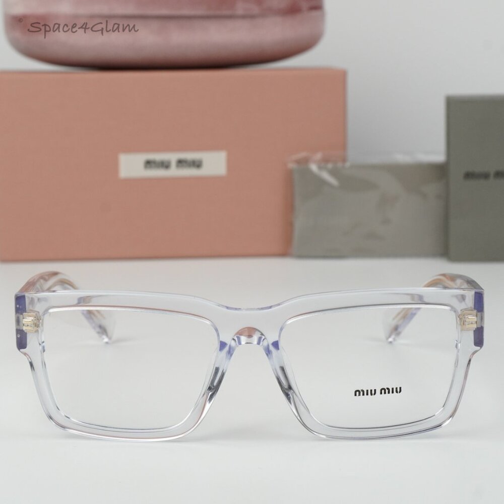 Miu Miu Women Eyeglasses Transparent Clear Rectangle MU02XV 2AZ1O1 NEW AUTHENTIC - Picture 3 of 11